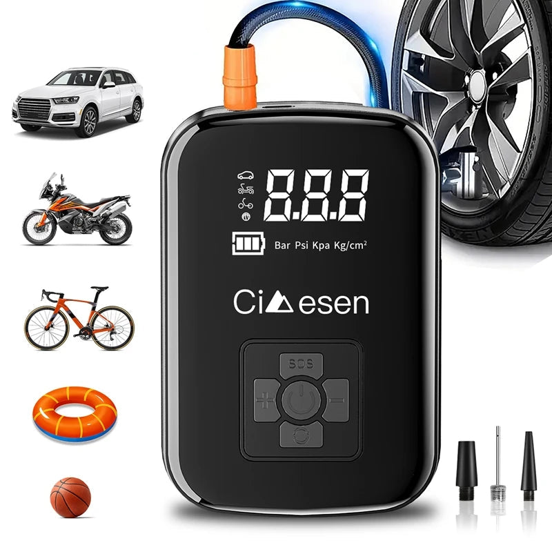 Portable Tire Inflator Cordless Air Compressor 150 PSI USB Rechargeable Air Pump for Car Motorcycle Bike Ball Sports