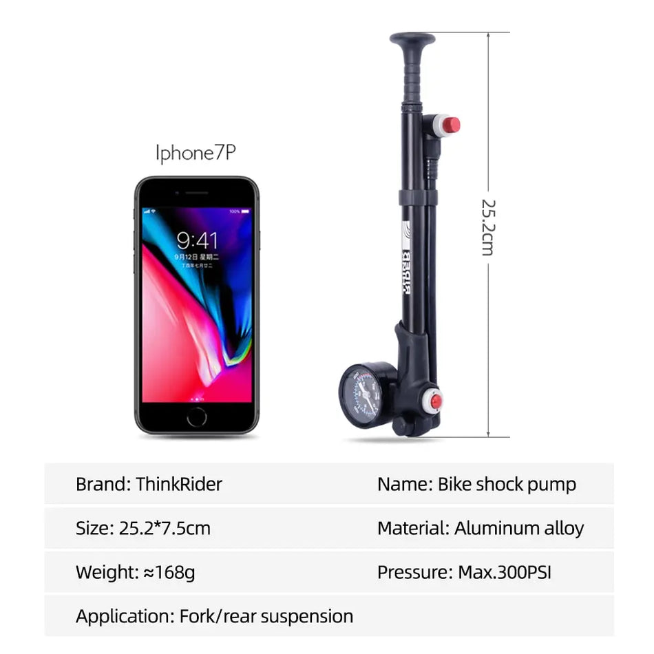 portable bicycle pump with pressure gauge