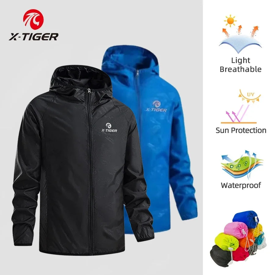   X-TIGER Windproof Reflective Cycling Jersey - Super Light Sunscreen Jacket for MTB and Hiking