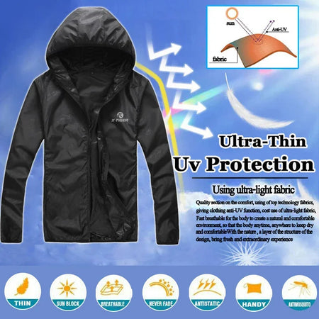   X-TIGER Windproof Reflective Cycling Jersey - Super Light Sunscreen Jacket for MTB and Hiking