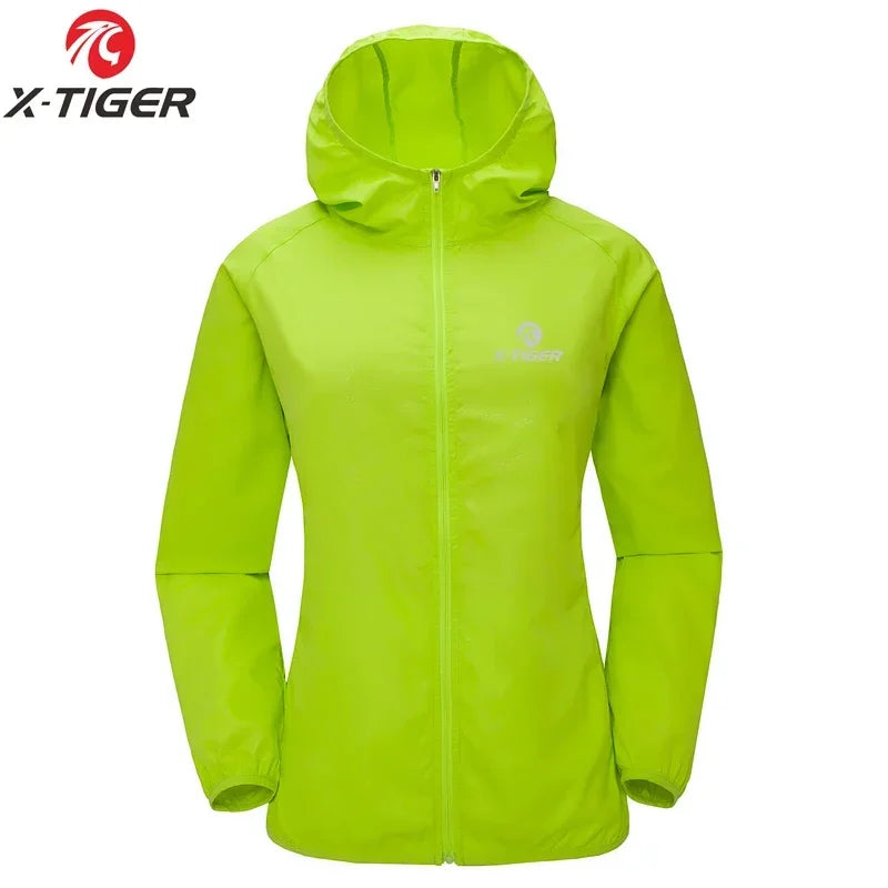   X-TIGER Windproof Reflective Cycling Jersey - Super Light Sunscreen Jacket for MTB and Hiking