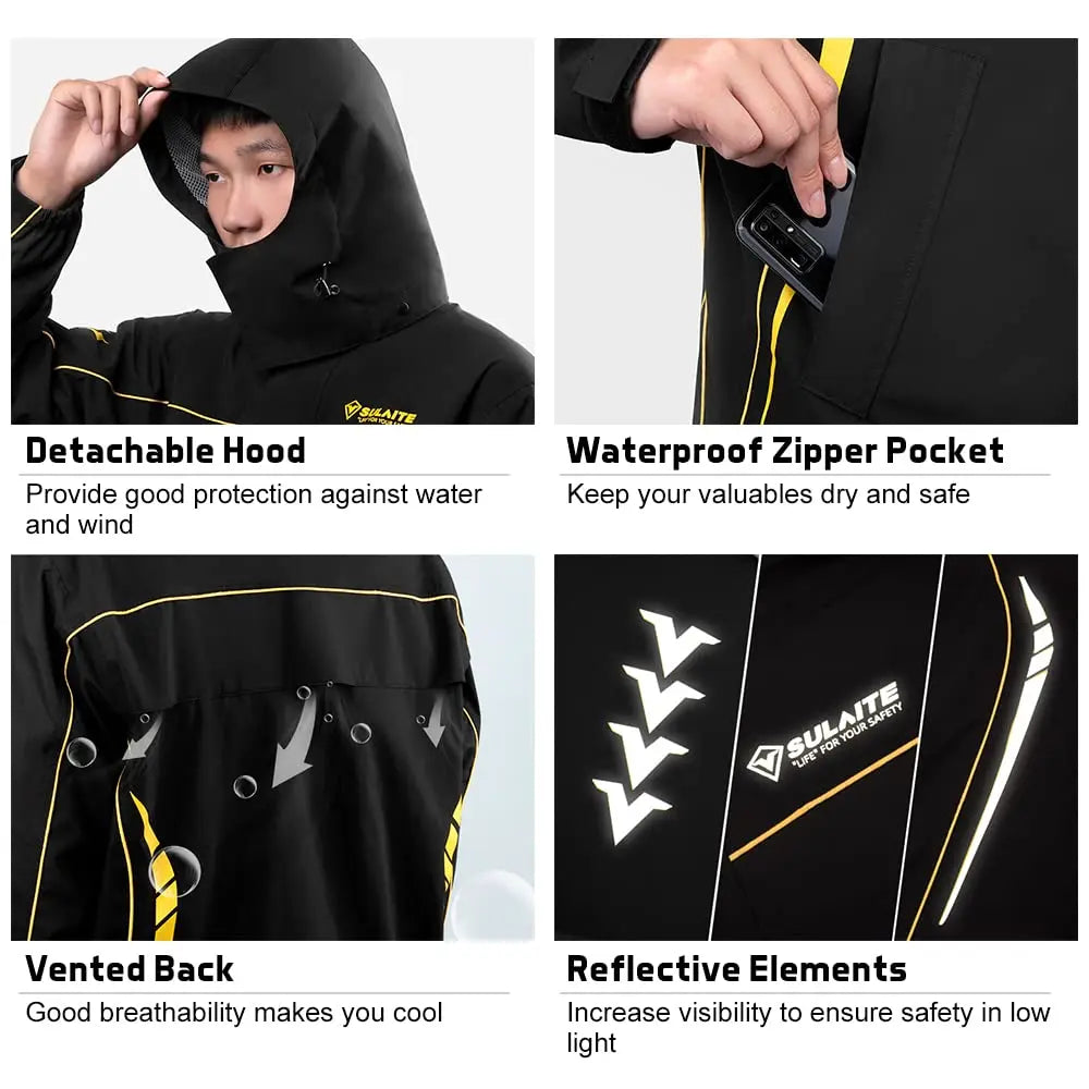 reflective raincoat for night riding safety