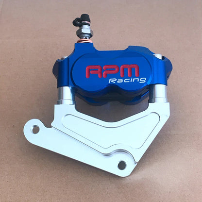 RPM Racing 82mm Radial 4-Piston Front Brake Caliper – For Honda Dio AF18/27/28/34/35 (Fits 200mm–220mm Disc) Blue 220mm