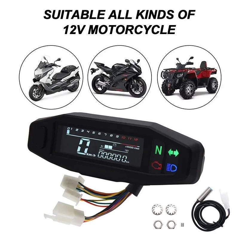  Universal Digital Motorcycle Speedometer & Tachometer