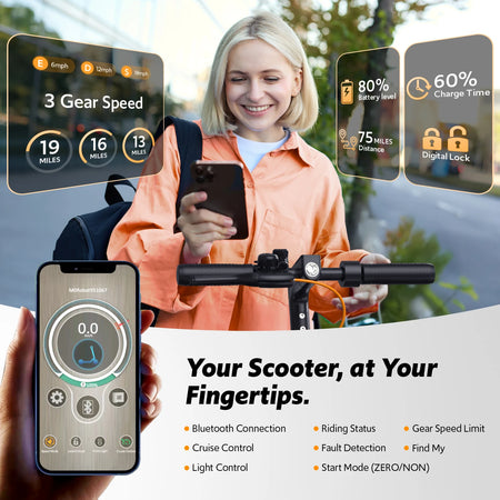 smart app control electric scooter