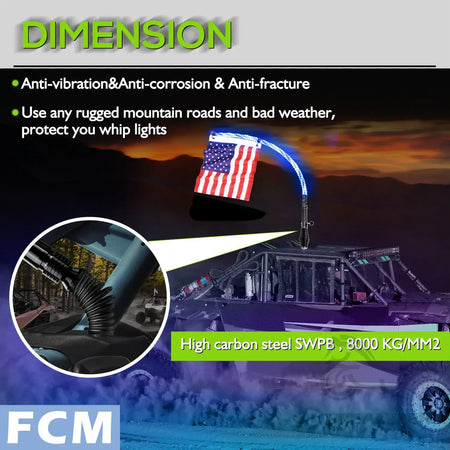   UTV ATV RGB LED Whip Lights Spring Mounting Bracket Base Mounts for Polaris RZR