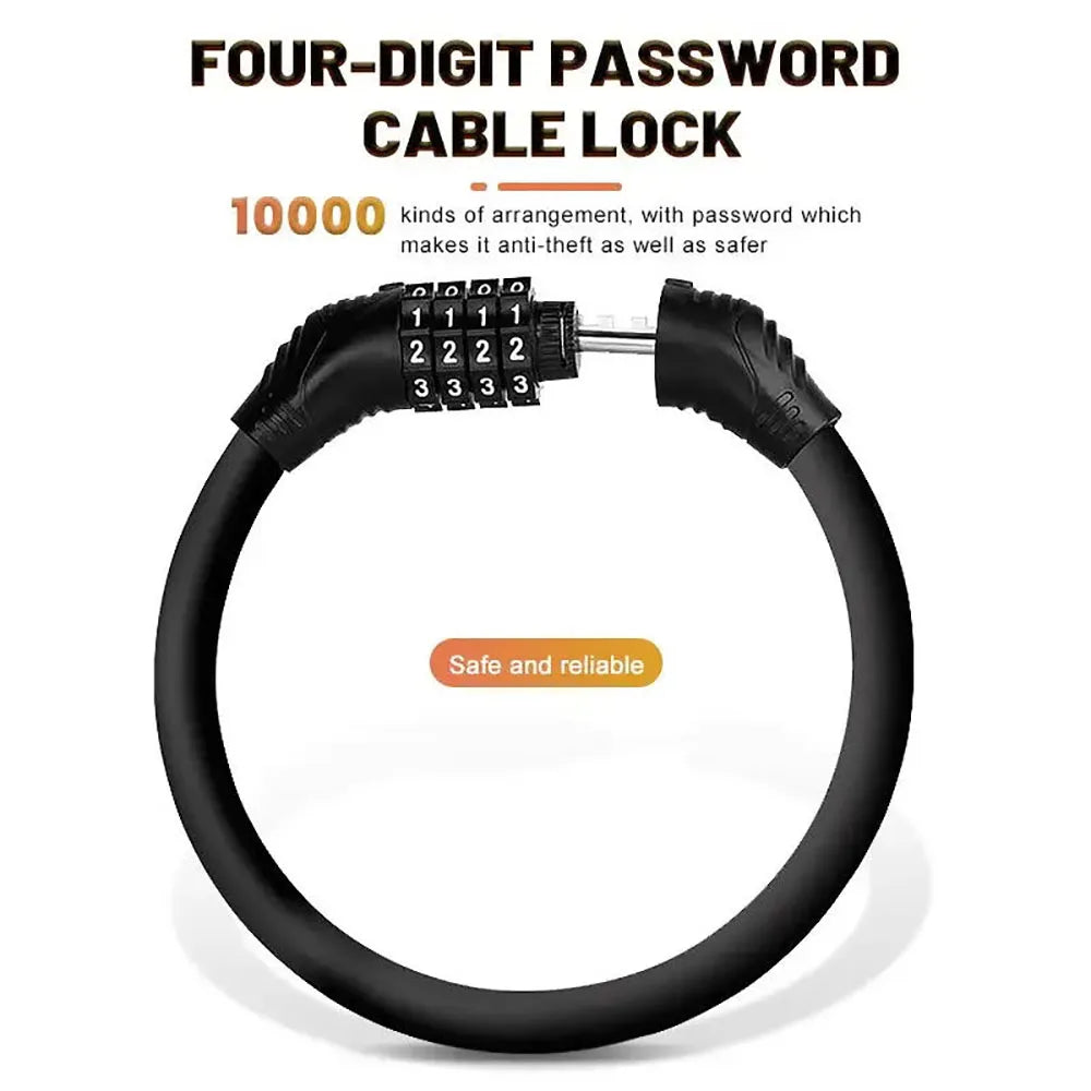 stainless steel bike lock with combination code