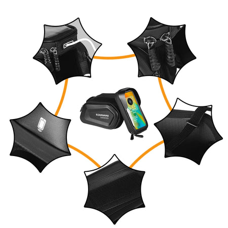   Waterproof Reflective Large Capacity Phone Hard Case Bicycle Bag