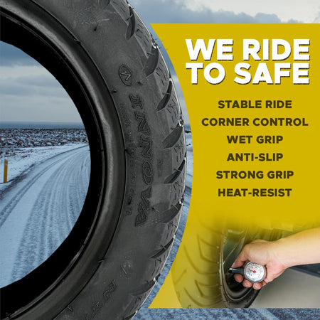   (2-Pack) 3.50-10 Tubeless Street Tires for Electric Scooter & Gas Moped