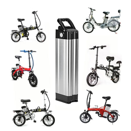 Universal 36V Silver Fish Lithium-ion Battery (15Ah-60Ah) for Folding Bikes with Built-in BMS with various folding bikes.
