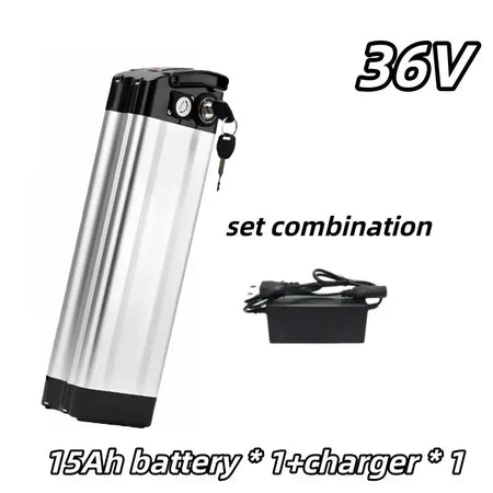Universal 36V Silver Fish Lithium-ion Battery (15Ah-60Ah) for Folding Bikes with Built-in BMS with charger