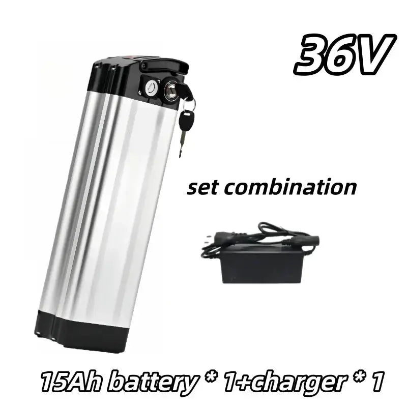 Universal 36V Silver Fish Lithium-ion Battery (15Ah-60Ah) for Folding Bikes with Built-in BMS
