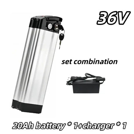 Universal 36V Silver Fish Lithium-ion Battery (15Ah-60Ah) for Folding Bikes with Built-in BMS and charger