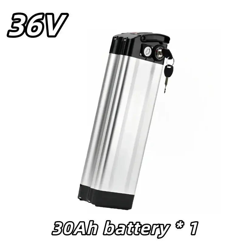 Universal 36V Silver Fish Lithium-ion Battery (15Ah-60Ah) for Folding Bikes with Built-in BMS