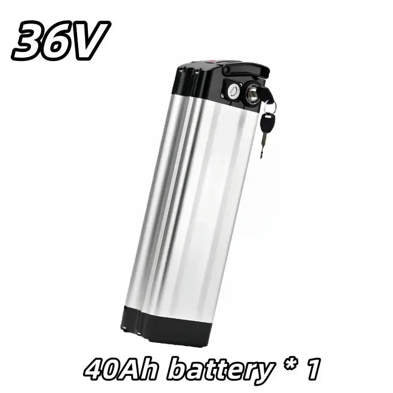 Universal 36V Silver Fish Lithium-ion Battery (15Ah-60Ah) for Folding Bikes with Built-in BMS