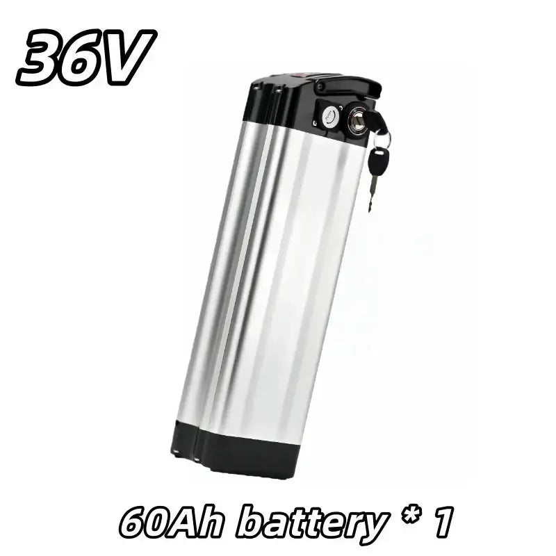 Universal 36V Silver Fish Lithium-ion Battery (15Ah-60Ah) for Folding Bikes with Built-in BMS