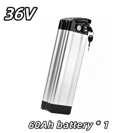 Universal 36V Silver Fish Lithium-ion Battery (15Ah-60Ah) for Folding Bikes with Built-in BMS