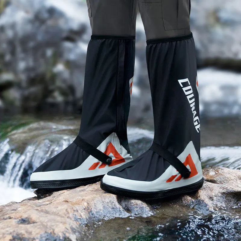 waterproof motorcycle shoe covers for rain protection and dry footwear while riding.